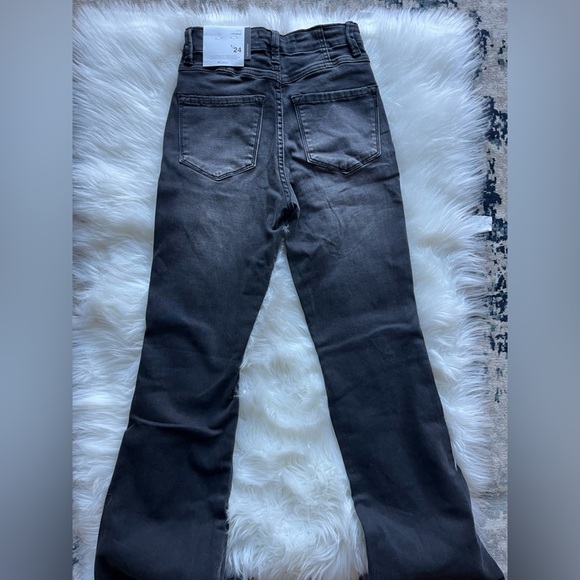 🆕 Kan Can Women's High Rise Flare Jeans Size 24/32 Charcoal Black Stretch Denim - Picture 3 of 12